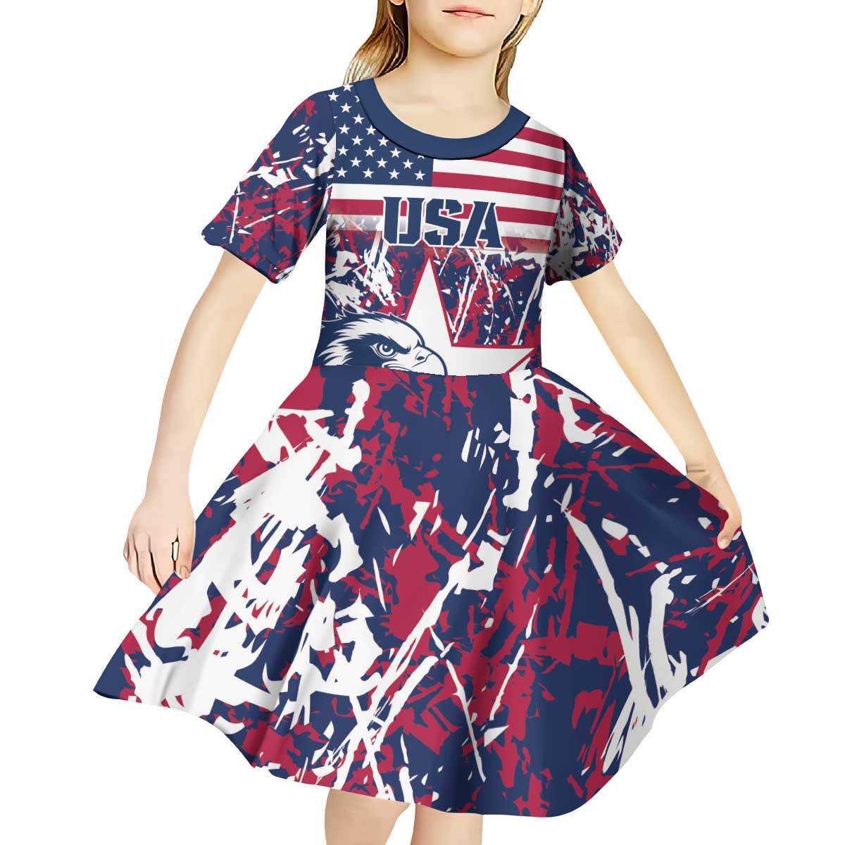 Custom USA Rugby Kid Short Sleeve Dress Pacific Go Eagles 2024 - Wonder Print Shop