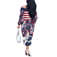Custom USA Rugby Off The Shoulder Long Sleeve Dress Pacific Go Eagles 2024 - Wonder Print Shop