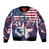 Custom USA Rugby Sleeve Zip Bomber Jacket Pacific Go Eagles 2024 - Wonder Print Shop