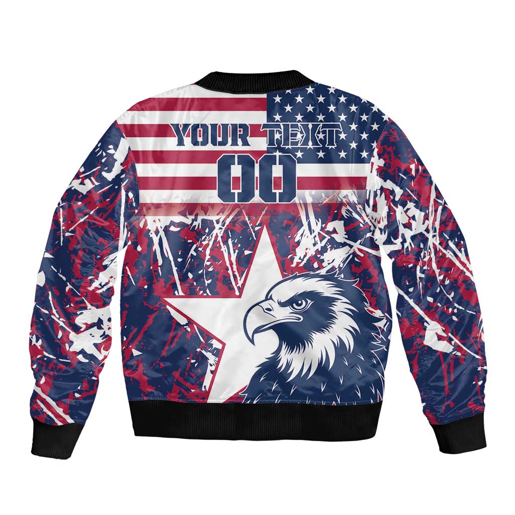 Custom USA Rugby Sleeve Zip Bomber Jacket Pacific Go Eagles 2024 - Wonder Print Shop