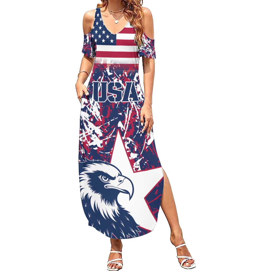 Custom USA Rugby Summer Maxi Dress Pacific Go Eagles 2024 - Wonder Print Shop