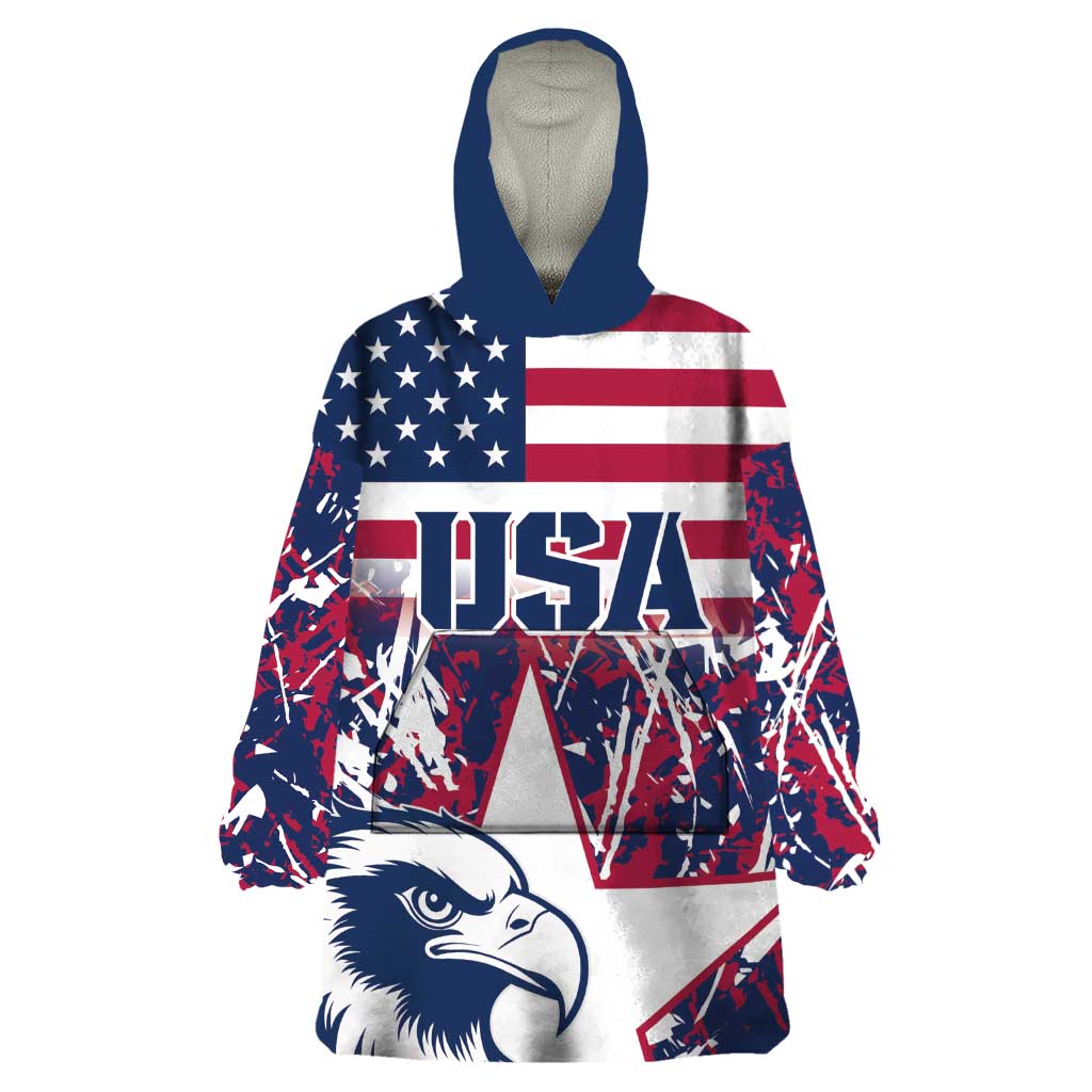 Custom USA Rugby Wearable Blanket Hoodie Pacific Go Eagles 2024 - Wonder Print Shop