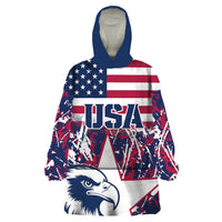 Custom USA Rugby Wearable Blanket Hoodie Pacific Go Eagles 2024 - Wonder Print Shop