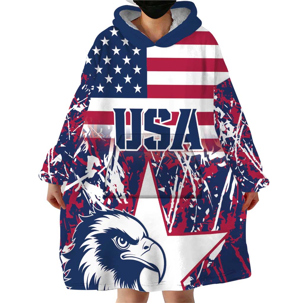 Custom USA Rugby Wearable Blanket Hoodie Pacific Go Eagles 2024 - Wonder Print Shop