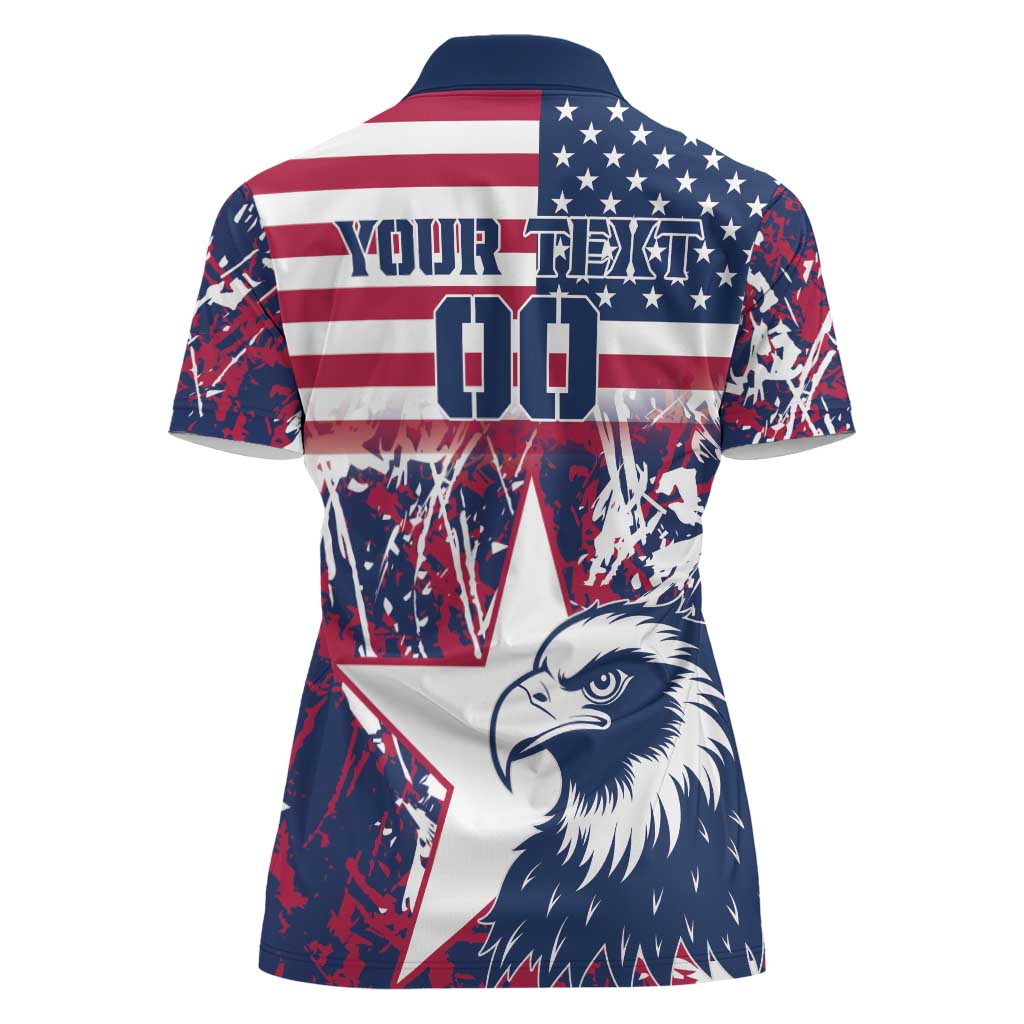 Custom USA Rugby Women Polo Shirt Pacific Go Eagles 2024 - Wonder Print Shop