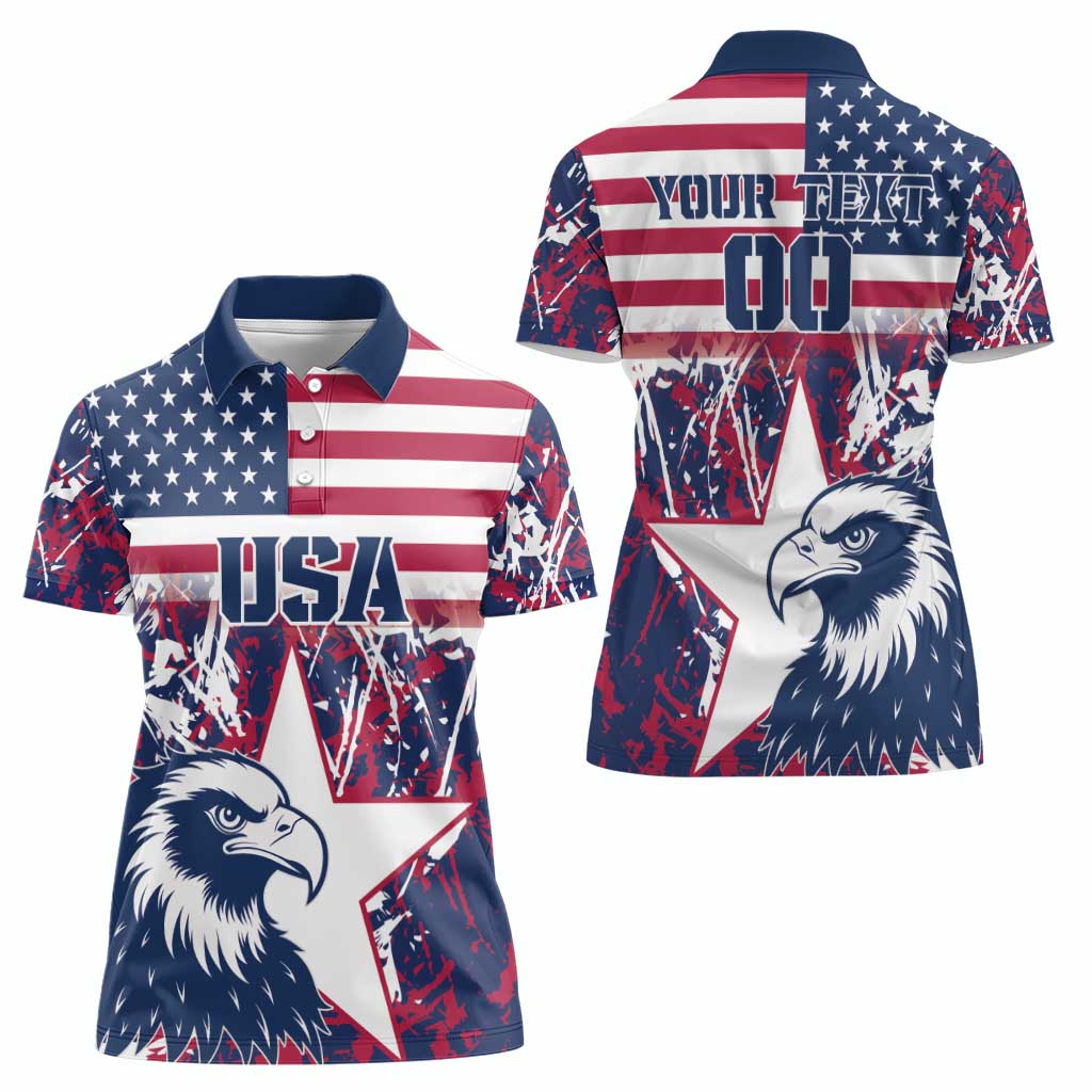 Custom USA Rugby Women Polo Shirt Pacific Go Eagles 2024 - Wonder Print Shop