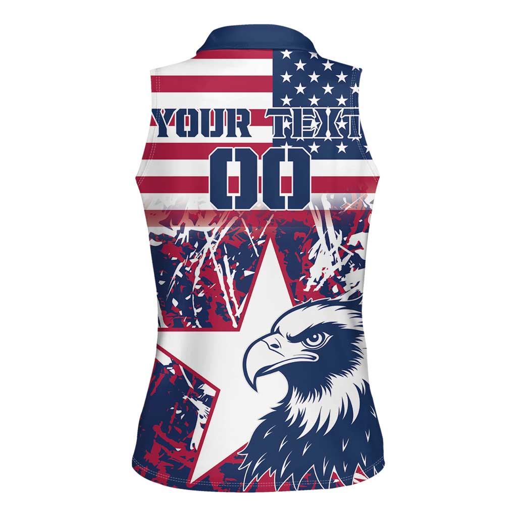 Custom USA Rugby Women Sleeveless Polo Shirt Pacific Go Eagles 2024 - Wonder Print Shop