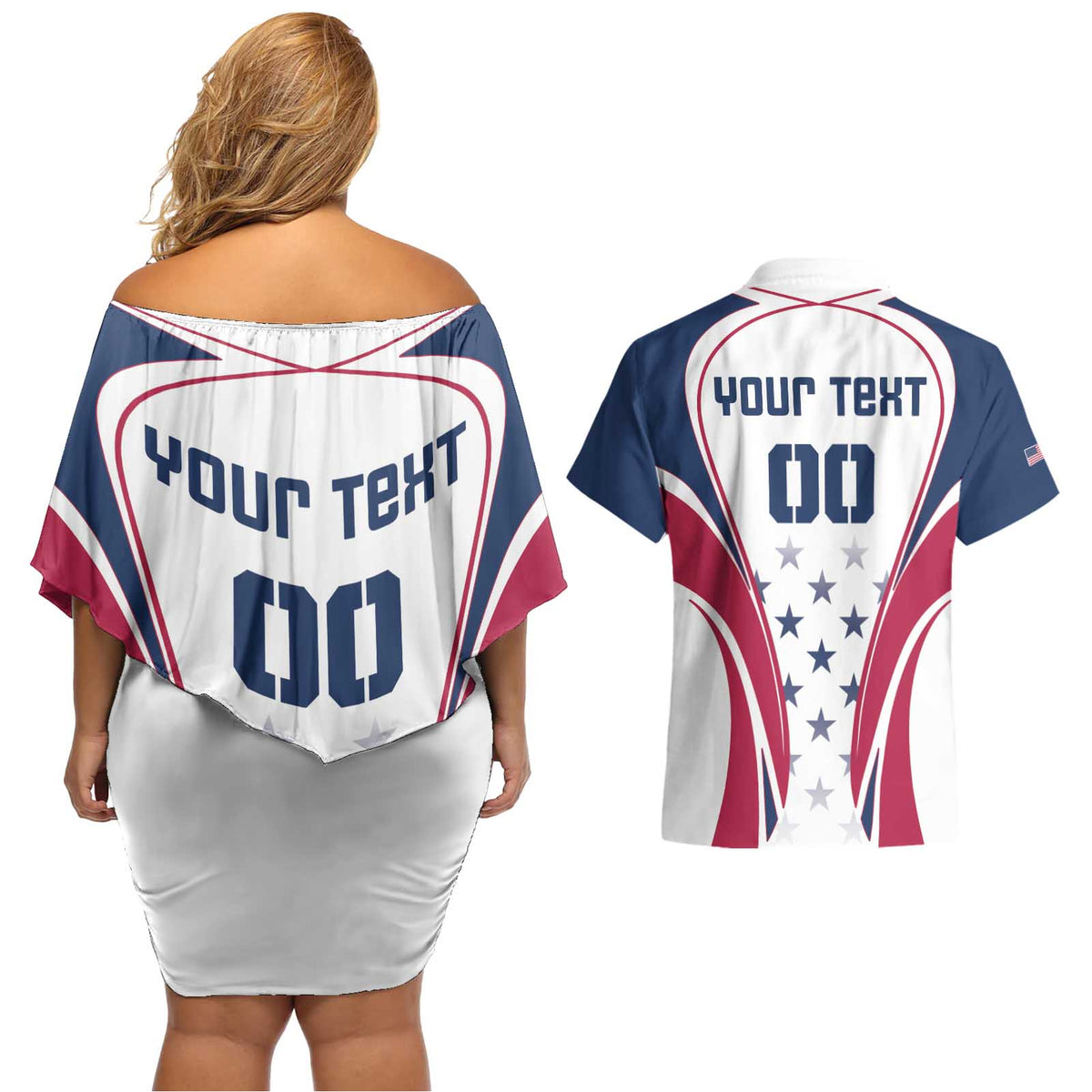 Custom USA Rugby Couples Matching Off Shoulder Short Dress and Hawaiian Shirt Simple Style - Wonder Print Shop