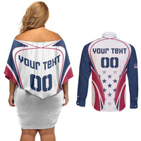 Custom USA Rugby Couples Matching Off Shoulder Short Dress and Long Sleeve Button Shirt Simple Style - Wonder Print Shop