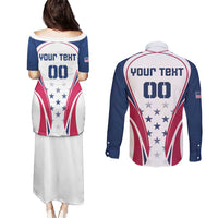 Custom USA Rugby Couples Matching Puletasi and Long Sleeve Button Shirt Simple Style - Wonder Print Shop