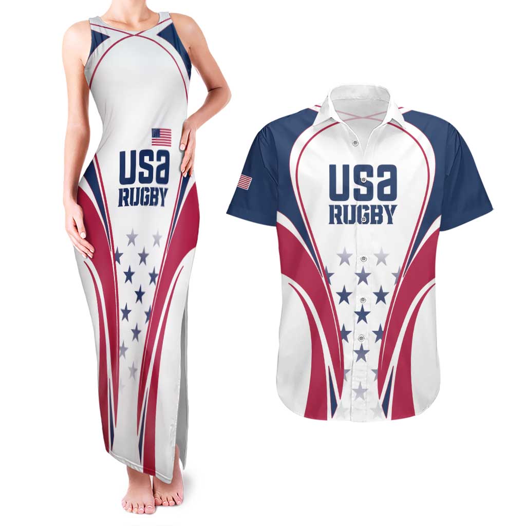 Custom USA Rugby Couples Matching Tank Maxi Dress and Hawaiian Shirt Simple Style - Wonder Print Shop