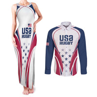 Custom USA Rugby Couples Matching Tank Maxi Dress and Long Sleeve Button Shirt Simple Style - Wonder Print Shop