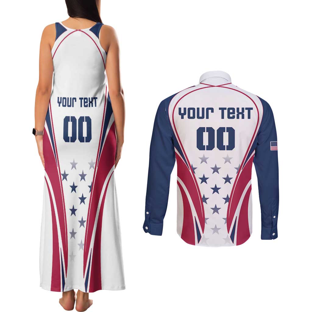 Custom USA Rugby Couples Matching Tank Maxi Dress and Long Sleeve Button Shirt Simple Style - Wonder Print Shop