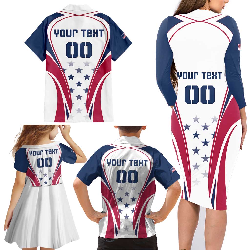 Custom USA Rugby Family Matching Long Sleeve Bodycon Dress and Hawaiian Shirt Simple Style - Wonder Print Shop