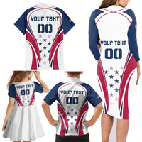 Custom USA Rugby Family Matching Long Sleeve Bodycon Dress and Hawaiian Shirt Simple Style - Wonder Print Shop