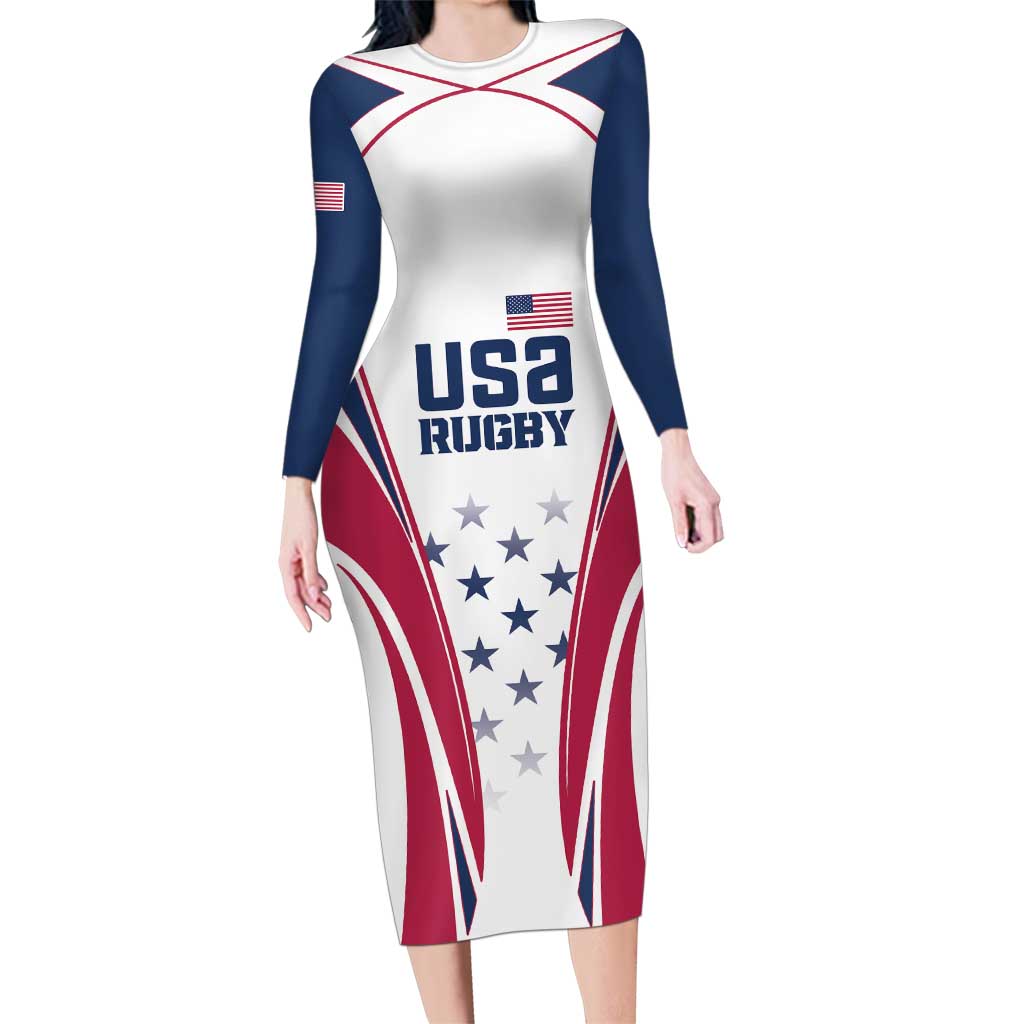 Custom USA Rugby Family Matching Long Sleeve Bodycon Dress and Hawaiian Shirt Simple Style - Wonder Print Shop