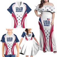 Custom USA Rugby Family Matching Off Shoulder Maxi Dress and Hawaiian Shirt Simple Style - Wonder Print Shop