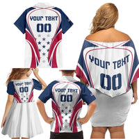 Custom USA Rugby Family Matching Off Shoulder Short Dress and Hawaiian Shirt Simple Style - Wonder Print Shop