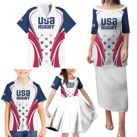 Custom USA Rugby Family Matching Puletasi and Hawaiian Shirt Simple Style - Wonder Print Shop