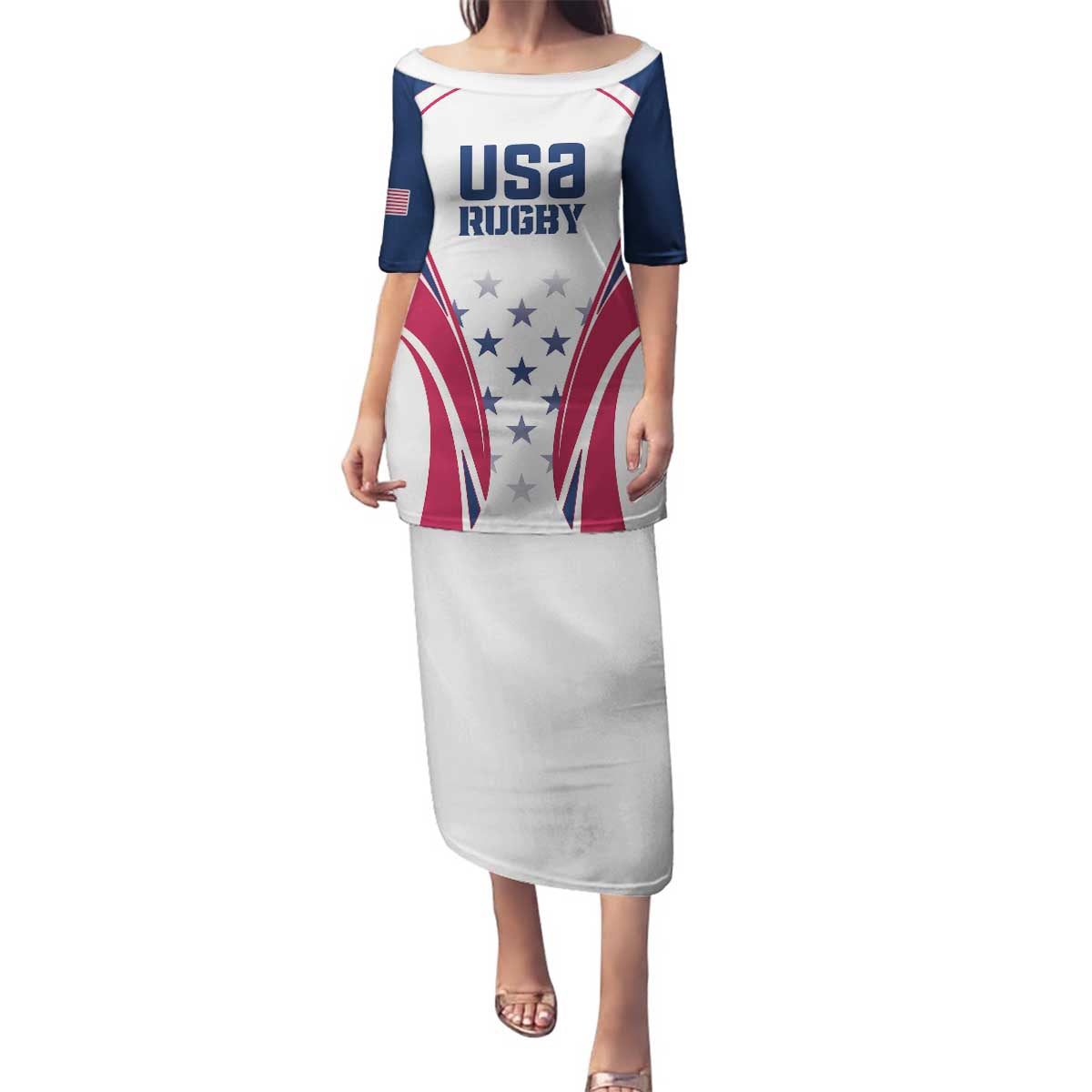 Custom USA Rugby Family Matching Puletasi and Hawaiian Shirt Simple Style - Wonder Print Shop