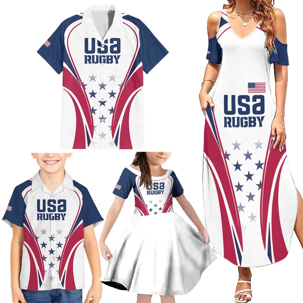 Custom USA Rugby Family Matching Summer Maxi Dress and Hawaiian Shirt Simple Style - Wonder Print Shop
