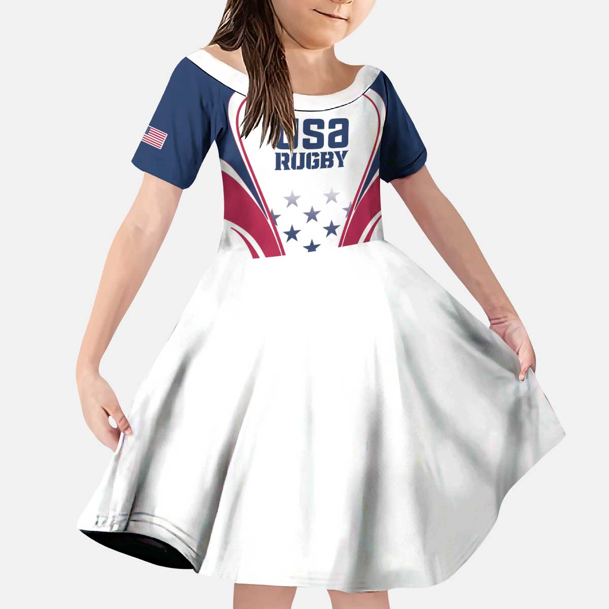 Custom USA Rugby Kid Short Sleeve Dress Simple Style - Wonder Print Shop