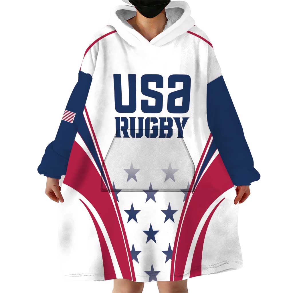 Custom USA Rugby Wearable Blanket Hoodie Simple Style - Wonder Print Shop