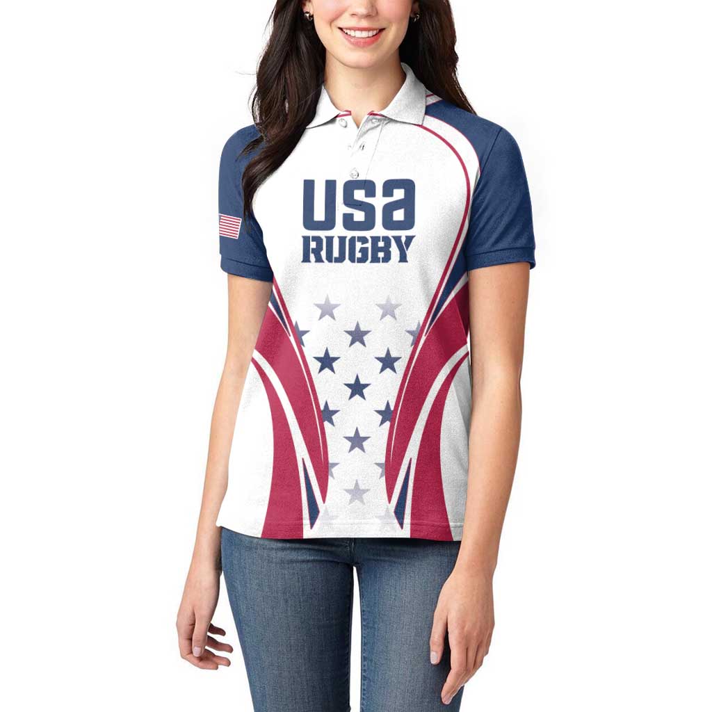 Custom USA Rugby Women Polo Shirt Simple Style - Wonder Print Shop