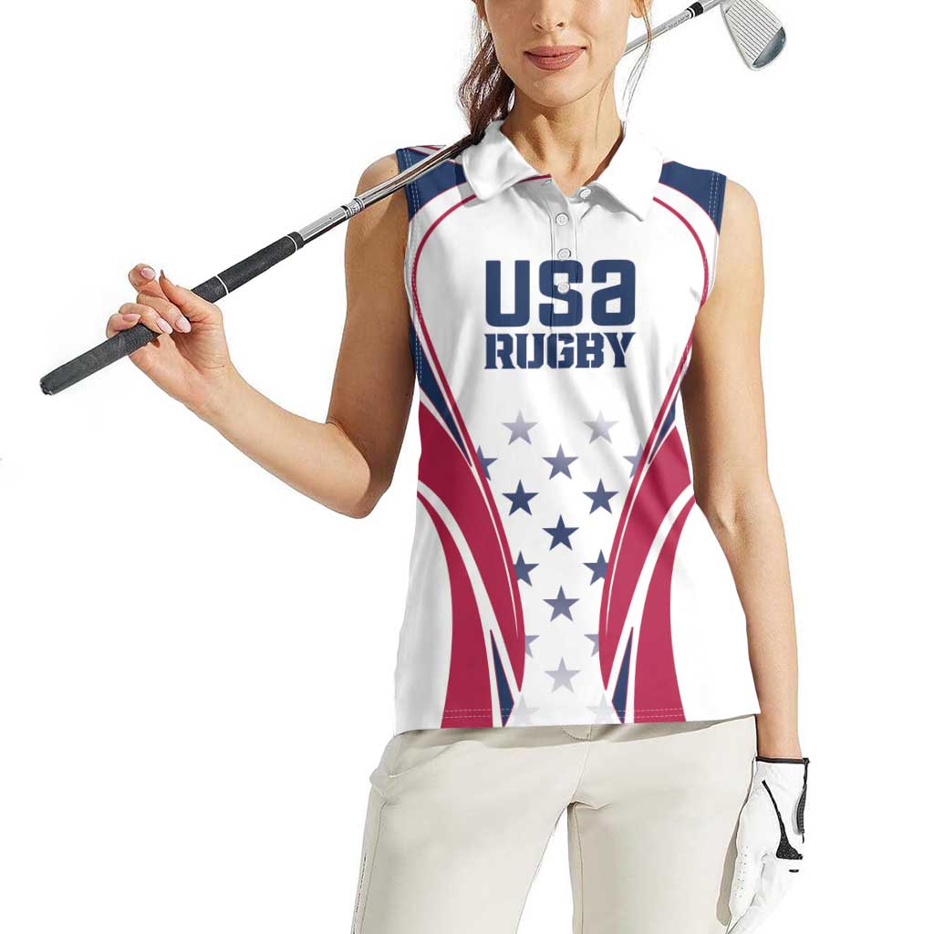 Custom USA Rugby Women Sleeveless Polo Shirt Simple Style - Wonder Print Shop