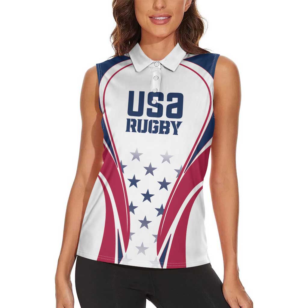 Custom USA Rugby Women Sleeveless Polo Shirt Simple Style - Wonder Print Shop