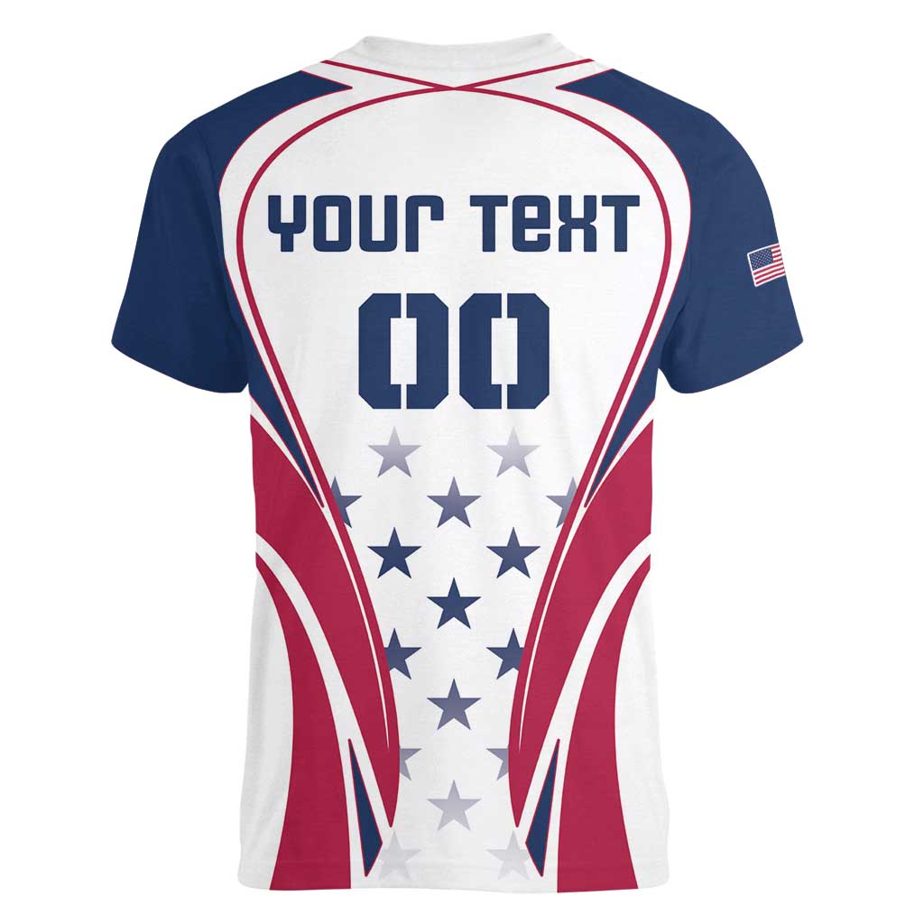 Custom USA Rugby Women V-Neck T-Shirt Simple Style - Wonder Print Shop