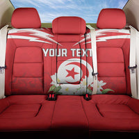 Personalized Tunisia Back Car Seat Cover Jasmine Flower and Emblem - Wonder Print Shop