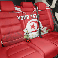 Personalized Tunisia Back Car Seat Cover Jasmine Flower and Emblem - Wonder Print Shop