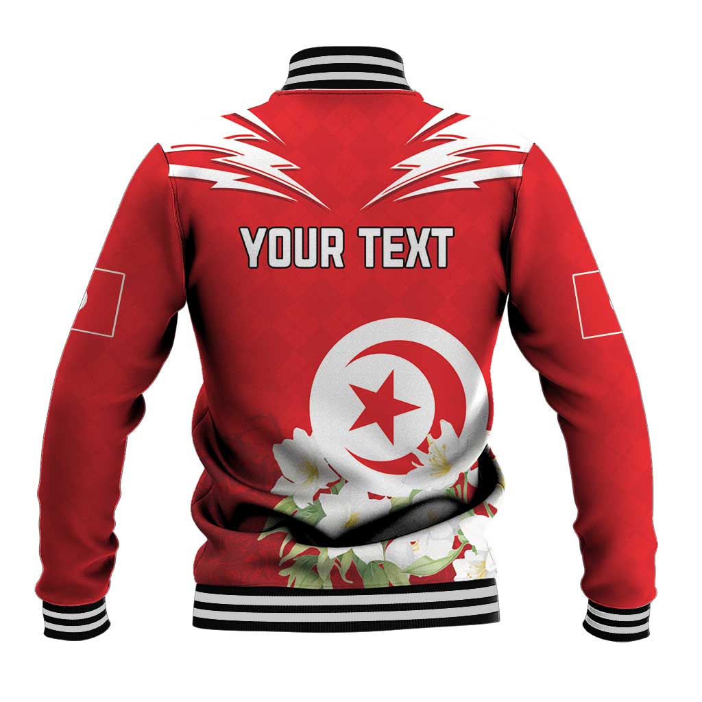 Personalized Tunisia Baseball Jacket Jasmine Flower and Emblem - Wonder Print Shop