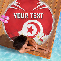 Personalized Tunisia Beach Blanket Jasmine Flower and Emblem - Wonder Print Shop