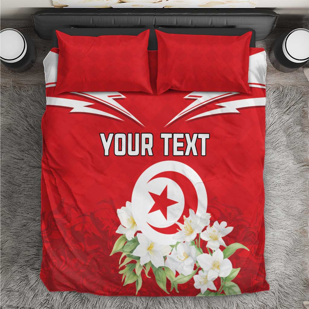 Personalized Tunisia Bedding Set Jasmine Flower and Emblem - Wonder Print Shop