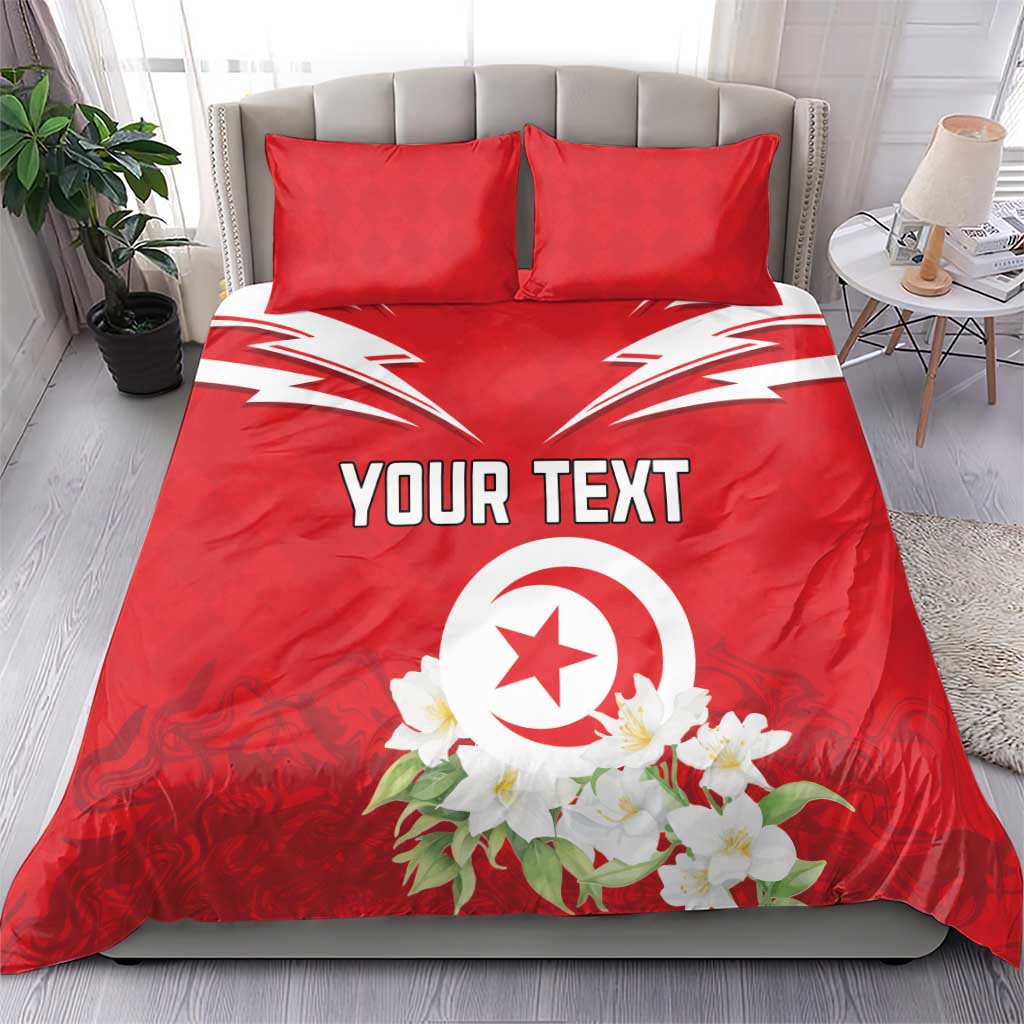 Personalized Tunisia Bedding Set Jasmine Flower and Emblem - Wonder Print Shop