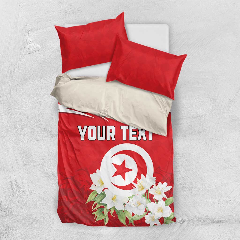 Personalized Tunisia Bedding Set Jasmine Flower and Emblem - Wonder Print Shop