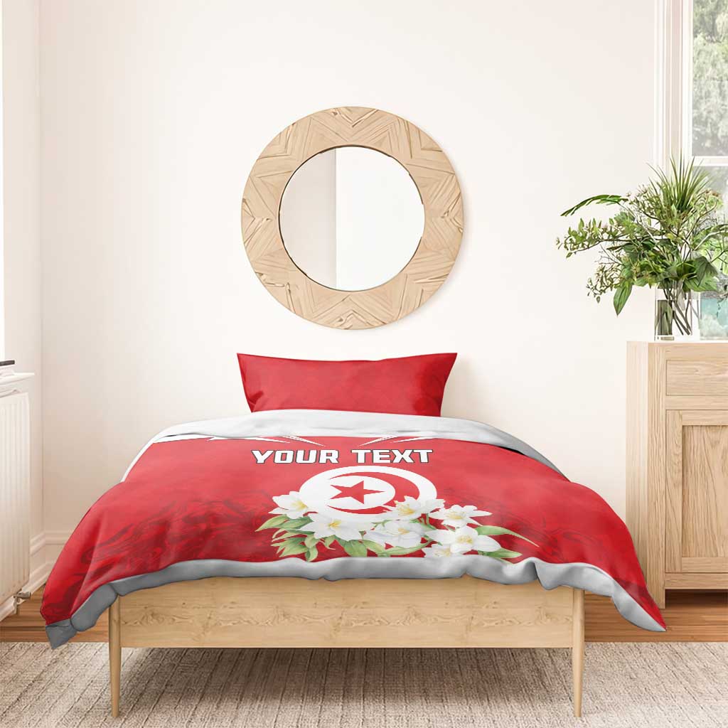 Personalized Tunisia Bedding Set Jasmine Flower and Emblem - Wonder Print Shop