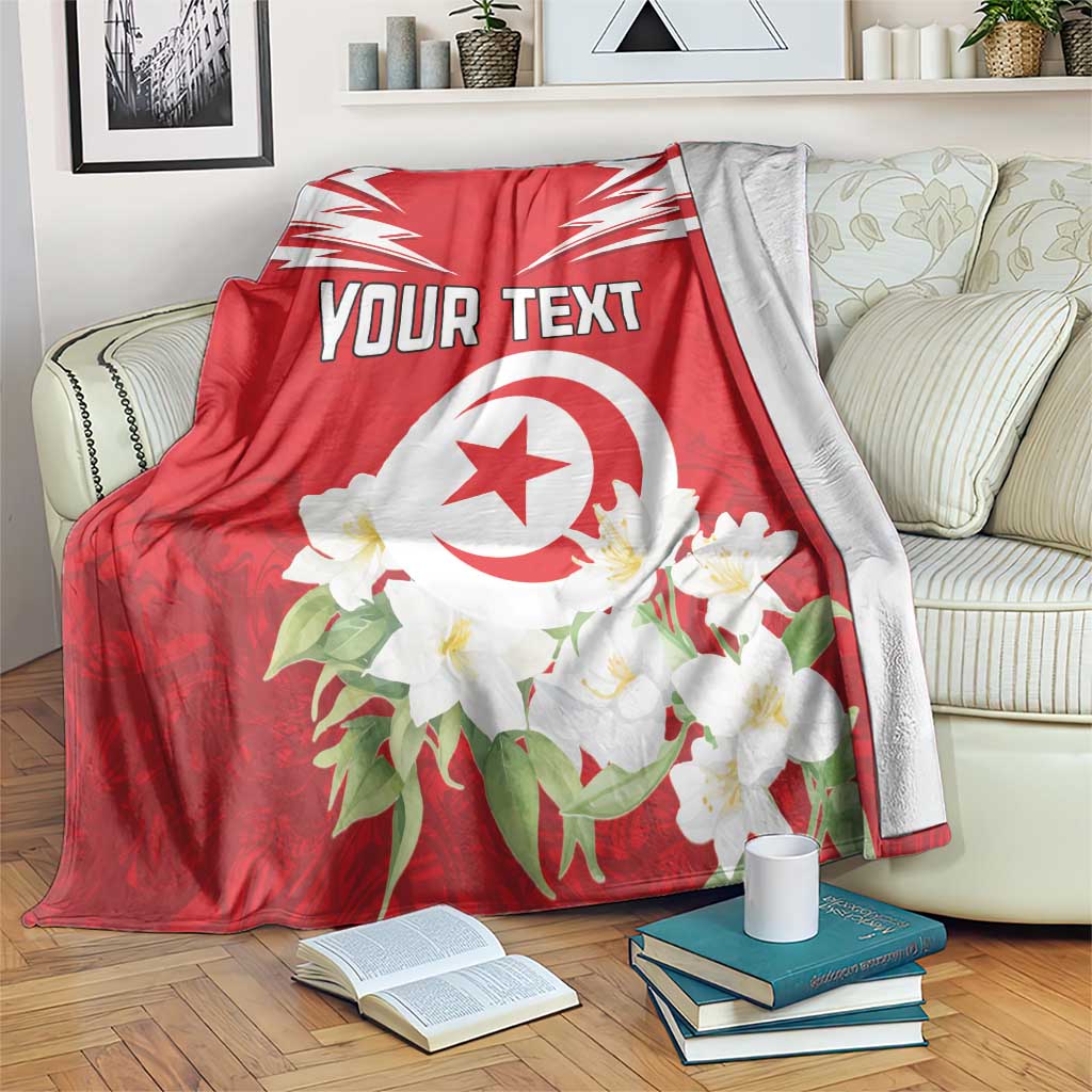 Personalized Tunisia Blanket Jasmine Flower and Emblem