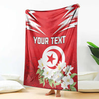 Personalized Tunisia Blanket Jasmine Flower and Emblem