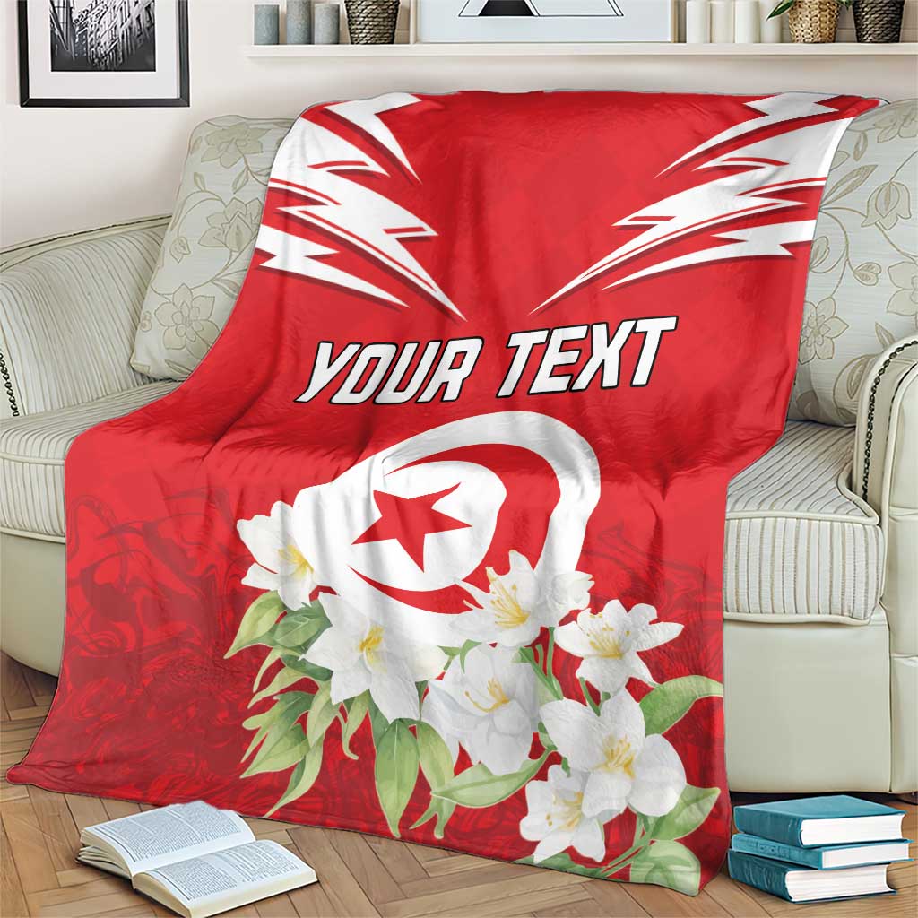 Personalized Tunisia Blanket Jasmine Flower and Emblem