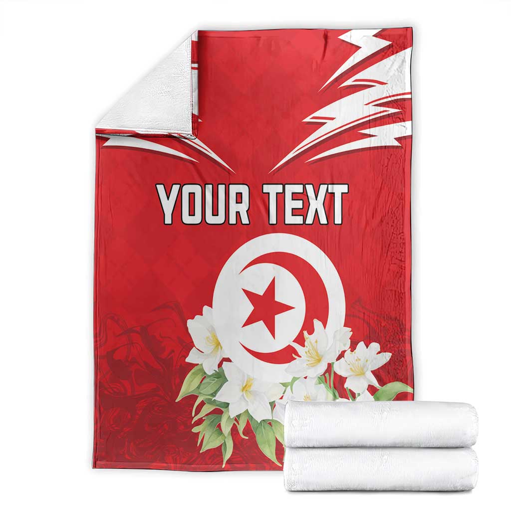 Personalized Tunisia Blanket Jasmine Flower and Emblem