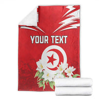 Personalized Tunisia Blanket Jasmine Flower and Emblem