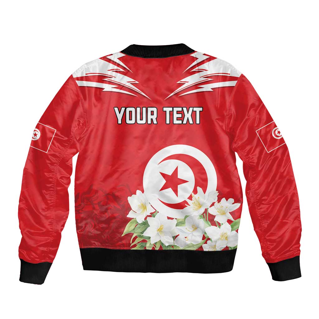 Personalized Tunisia Bomber Jacket Jasmine Flower and Emblem - Wonder Print Shop