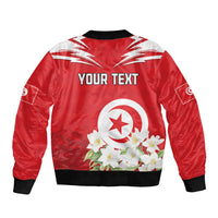 Personalized Tunisia Bomber Jacket Jasmine Flower and Emblem - Wonder Print Shop
