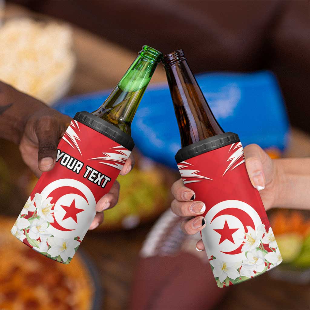 Personalized Tunisia 4 in 1 Can Cooler Tumbler Jasmine Flower and Emblem - Wonder Print Shop