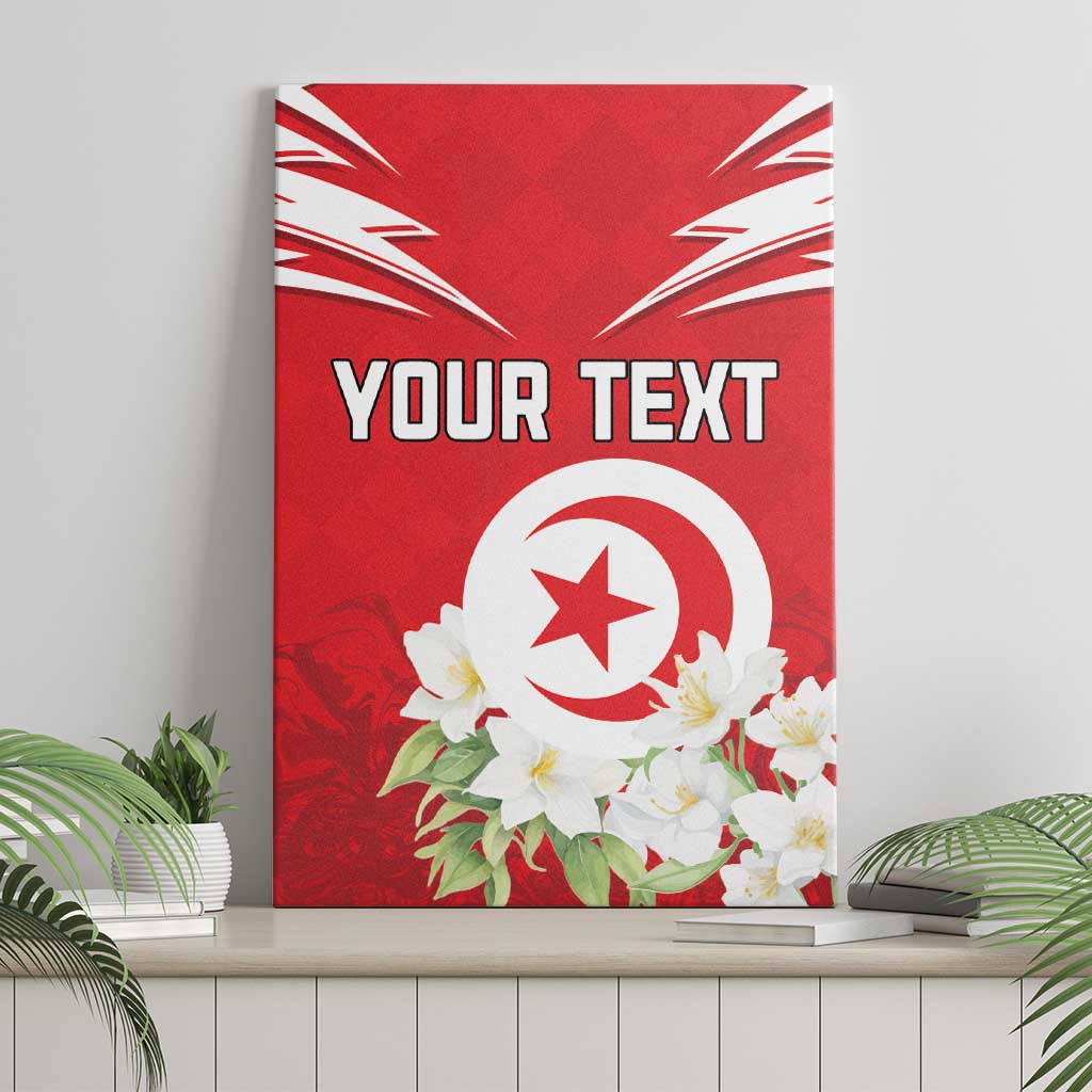 Personalized Tunisia Canvas Wall Art Jasmine Flower and Emblem - Wonder Print Shop