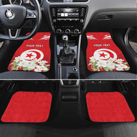Personalized Tunisia Car Mats Jasmine Flower and Emblem - Wonder Print Shop