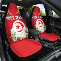 Personalized Tunisia Car Seat Cover Jasmine Flower and Emblem - Wonder Print Shop
